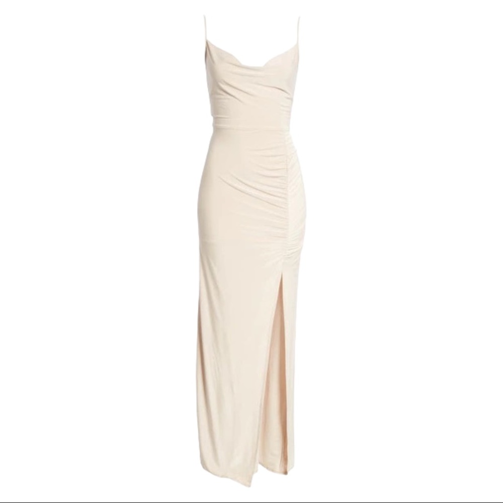 WAYF Layla Ruched Cowl Neck Gown Dress from Nordstrom